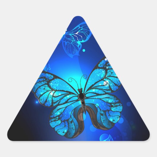 Sticker Triangulaire Morpho Butterfly in the Dark Background (Devant)