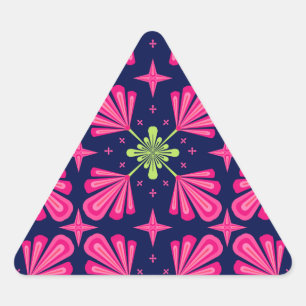 Sticker Triangulaire Motif abstrait de pétales florales roses géométriq