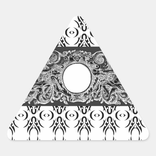 Sticker Triangulaire Motif baroque noir classique à customiser (Devant)