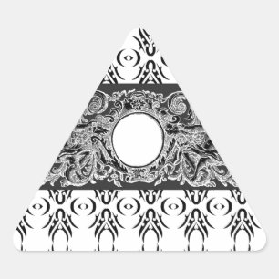 Sticker Triangulaire Motif baroque noir classique à customiser