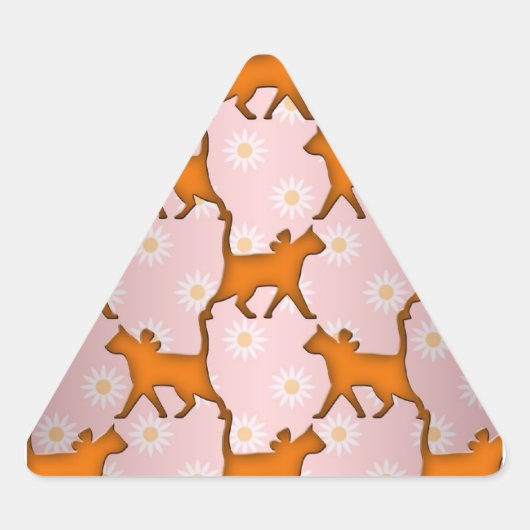 Sticker Triangulaire Motif de silhouette de chat orange (Devant)