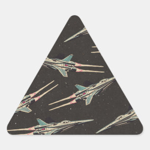 Sticker Triangulaire motif de vaisseau spatial vintage