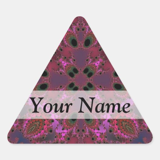 Sticker Triangulaire Motif fractal numérique magenta (Devant)
