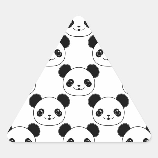 Sticker Triangulaire Motif Kawaii Panda En Noir Et Blanc (Devant)