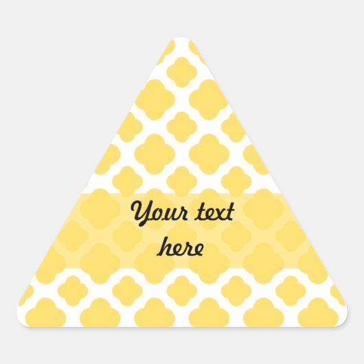 Sticker Triangulaire Motif Quatrefoil jaune citron et blanc (Devant)