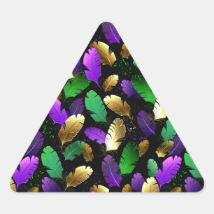 Sticker Triangulaire Motif sans couture avec des plumes de Mardi Gras