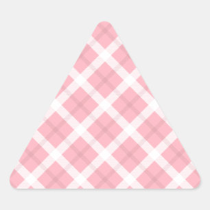 Sticker Triangulaire Motif Tartan Rose Et Blanc