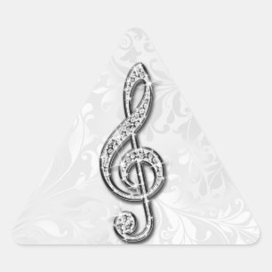 Sticker Triangulaire Musique de diamant imprimée motif floral damassé