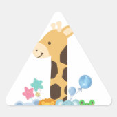 Sticker Triangulaire My First Birthday. Giraffe and Happy Animals Desig (Devant)