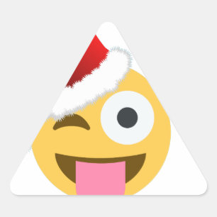 Sticker Triangulaire noël santa claus winking emoji