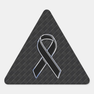 Sticker Triangulaire Noir Chrome Style Ribbon Sensibilisation