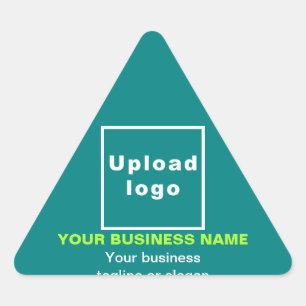 Sticker Triangulaire Nom de l'entreprise, Logo et Tagline sur Turquoise
