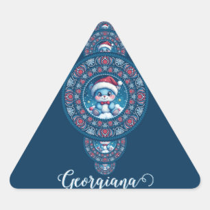 Sticker Triangulaire Nom personnalisé Holiday Kawaii Oear Ornamental Ma