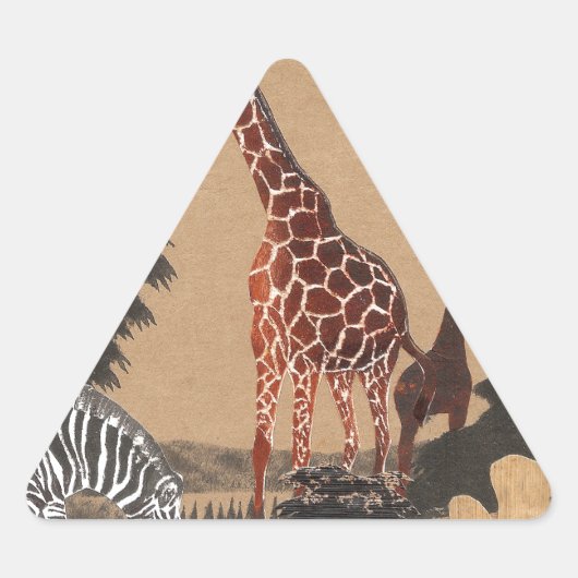 Sticker Triangulaire Ouganda - Carte de la faune - Imprimer (Devant)