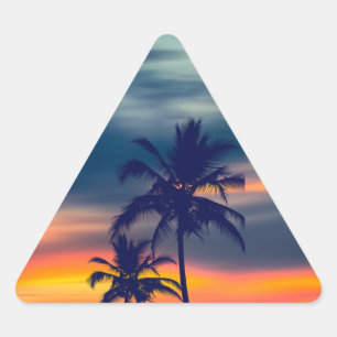 Sticker Triangulaire Palmiers et triangle du coucher du soleil