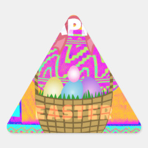 Sticker Triangulaire Panier de Pâques et d'Oeufs inspirés de l'Afrique 