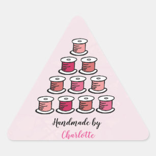 Sticker Triangulaire Papier rose moulé à la main en coton