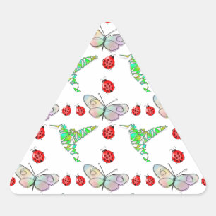 Sticker Triangulaire Papillon, colibri et Motif de coccinelle