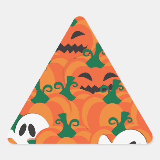 Sticker Triangulaire Patch Citrouille Haunted Halloween Ghosts (Devant)