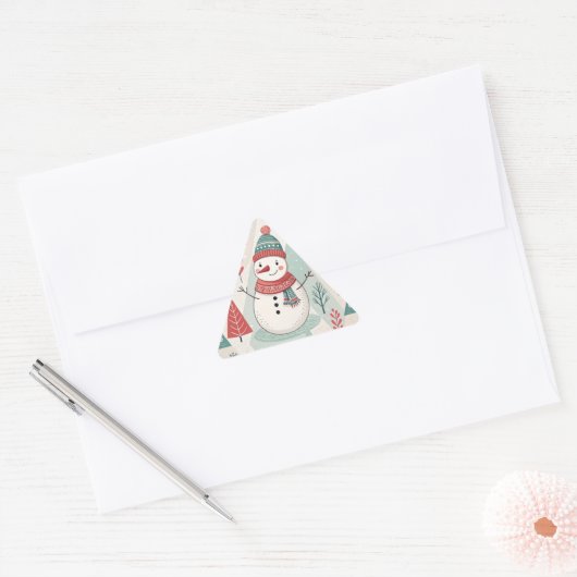 Sticker Triangulaire Pattern Scandinavian Snowman (Enveloppe)