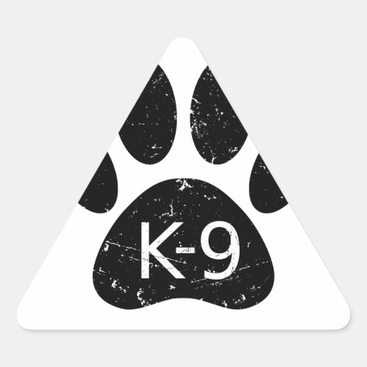 Sticker Triangulaire Paw Chien en Perdu Grunge K-9 (Devant)