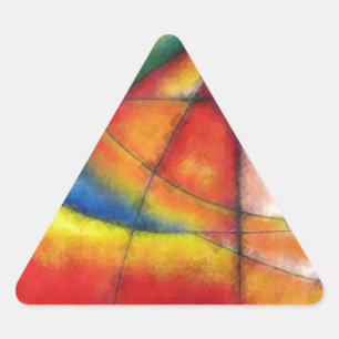 Sticker Triangulaire peinture abstraite rouge jaune vert bleu