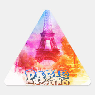 Sticker Triangulaire Peinture Aquarelle Paris France