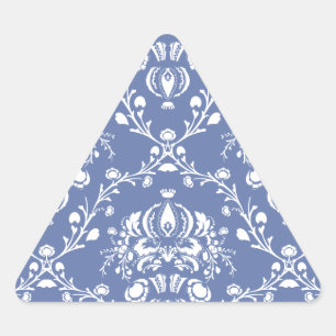 Sticker Triangulaire Périwinkle bleu et blanc Damas