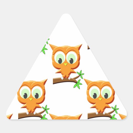 Sticker Triangulaire Petite Chouette en dessin sur Motif de branche (Devant)