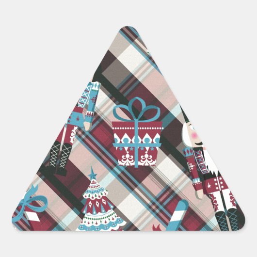 Sticker Triangulaire Plaid Blue Burgundy (Devant)