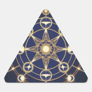 Sticker Triangulaire Radiance Divine – Mandala d'Or de l'Éveil