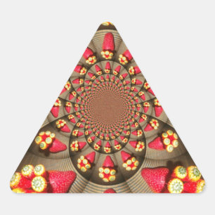 Sticker Triangulaire Ravissement rouge coloré : Caléidoscope de fraises