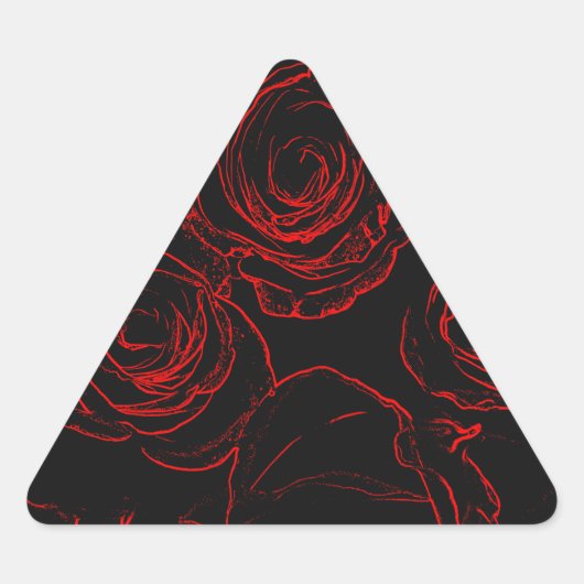 Sticker Triangulaire Red Roses Arrière - plan noir (Devant)