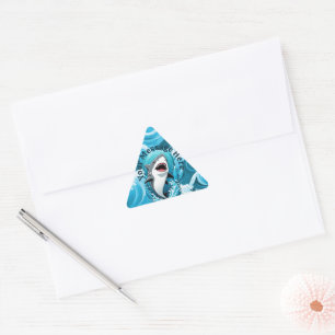 Sticker Triangulaire Rejoignez-nous pour un requin mordant