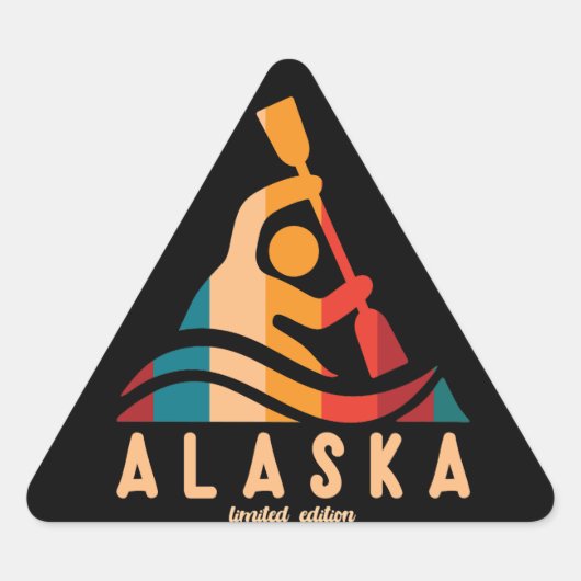 Sticker Triangulaire Retro Alaska Kayak (Devant)