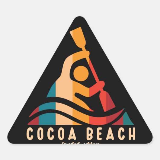 Sticker Triangulaire Retro Cocoa Beach Kayak (Devant)