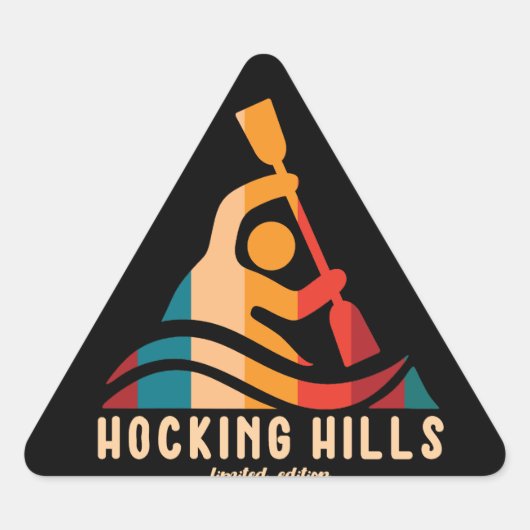 Sticker Triangulaire Retro Hocking Hills Kayaking (Devant)