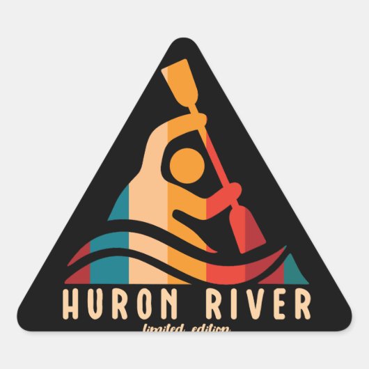 Sticker Triangulaire Rétro Huron River Kayak (Devant)
