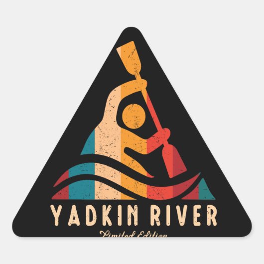 Sticker Triangulaire Retro Yadkin River Kayak (Devant)