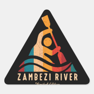 Sticker Triangulaire Retro Zambezi River Kayak