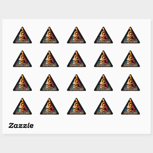 Sticker Triangulaire Retro Zephyr Cove Kayak (Feuille)
