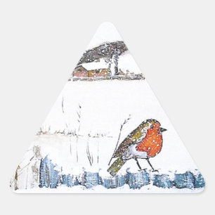 Sticker Triangulaire Robin de Noël
