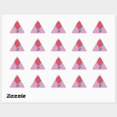 Sticker Triangulaire Rose rouge sur rose : Art Floral Frontière Imprime (Feuille)