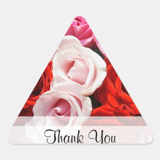 Sticker Triangulaire Roses "Merci" personnalisés (Devant)