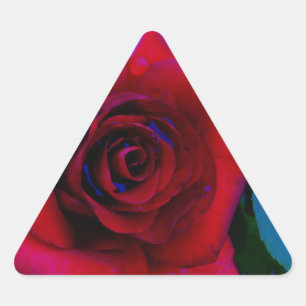 Sticker Triangulaire Roses rouges aux tons bleus