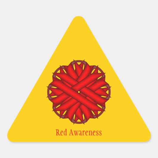 Sticker Triangulaire Ruban de fleurs rouges par Kenneth Yoncich (Devant)