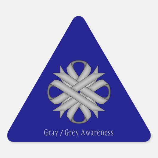 Sticker Triangulaire Ruban de trèfle gris par Kenneth Yoncich (Devant)