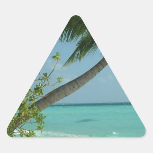 Sticker Triangulaire Sable de plage tropical Soleil Eau Océan Vagues Su