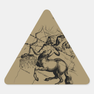 Sticker Triangulaire Sagittarius Constellation Carte Engraving Hevelius