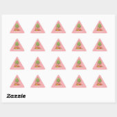 Sticker Triangulaire Sapin de Noël Rétro Rose (Feuille)